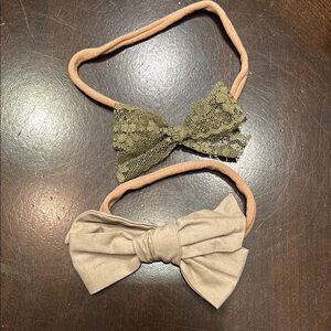 Olive and Beige Bow Headbands